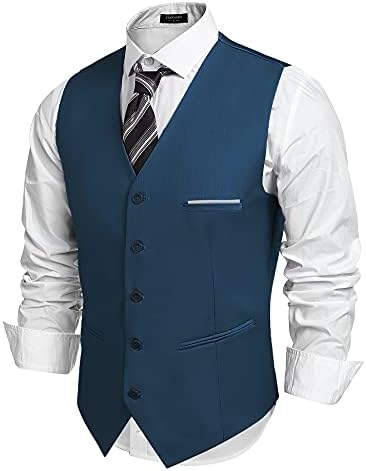 Men's Classic Slim Fit Formal Waistcoat – Tailored V-Neck Buttoned Suit