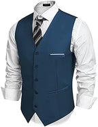 Men's Classic Slim Fit Formal Waistcoat – Tailored V-Neck Buttoned Suit