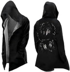 Men's Printed Longline Hooded Cardigan with Draped Open Front