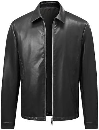 Men's Clean-Cut Collared leather-look Jacket