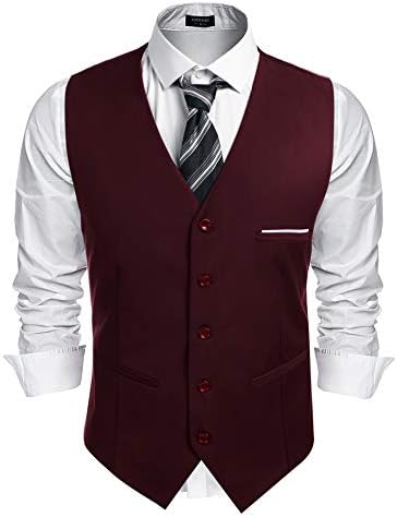 Men's Classic Slim Fit Formal Waistcoat – Tailored V-Neck Buttoned Suit