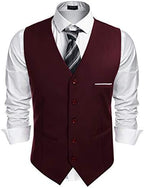 Men's Classic Slim Fit Formal Waistcoat – Tailored V-Neck Buttoned Suit