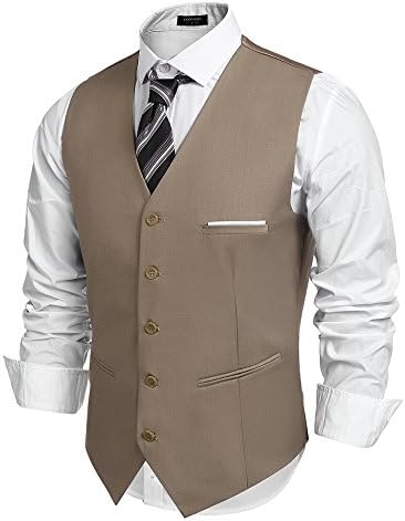 Men's Classic Slim Fit Formal Waistcoat – Tailored V-Neck Buttoned Suit