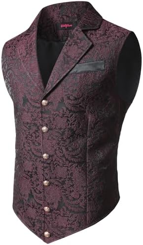 Men's Jacquard Formal Waistcoat – Ornate Single-Breasted Tailored Vest