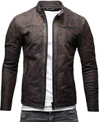 Men's Vintage leather-look Stand-Collar Jacket