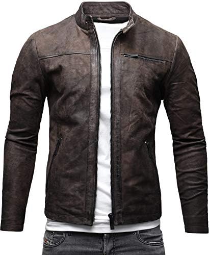 Men's Vintage leather-look Stand-Collar Jacket
