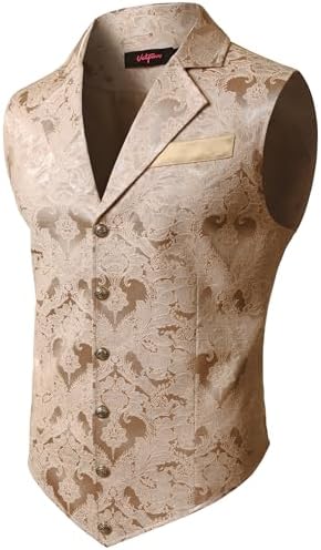 Men's Jacquard Formal Waistcoat – Ornate Single-Breasted Tailored Vest