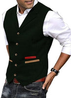 Men's Textured Tweed Waistcoat with Notched Lapels