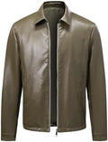 Men's Clean-Cut Collared leather-look Jacket