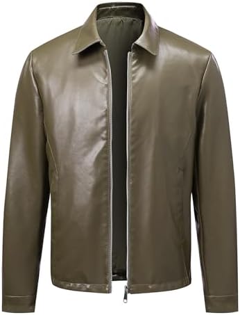 Men's Clean-Cut Collared leather-look Jacket