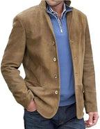 Men's Stand-Collar Casual Blazer – Regular-Fit Button-Front Tailored Jacket