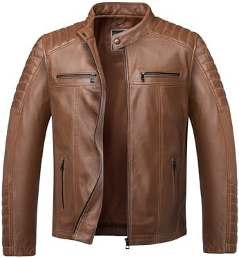 Men's Genuine Sheepskin leather-look Biker Jacket