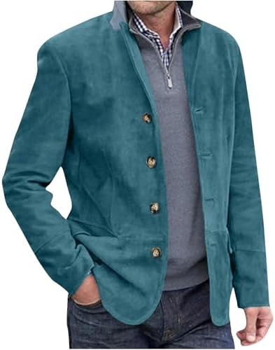 Men's Stand-Collar Casual Blazer – Regular-Fit Button-Front Tailored Jacket