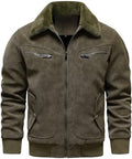 Men's Fleece-Lined Faux-Leather Aviator Bomber Jacket