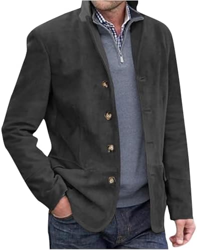 Men's Stand-Collar Casual Blazer – Regular-Fit Button-Front Tailored Jacket