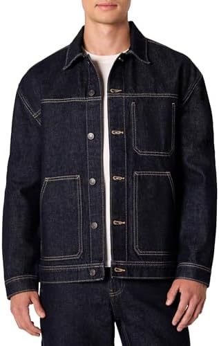 Men's Relaxed Fit Denim Utility Jacket – Button-Up Workwear Style