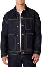 Men's Relaxed Fit Denim Utility Jacket – Button-Up Workwear Style