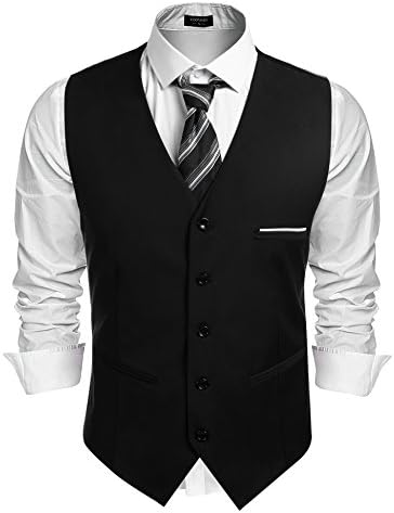Men's Classic Slim Fit Formal Waistcoat – Tailored V-Neck Buttoned Suit