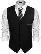 Men's Classic Slim Fit Formal Waistcoat – Tailored V-Neck Buttoned Suit