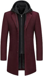 Men's Hooded Wool Blend Winter Coat – Long Tailored Overcoat