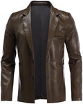 Men's Faux-Leather Tailored Blazer – Regular-Fit Two-Button Lapel Jacket