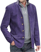 Men's Stand-Collar Casual Blazer – Regular-Fit Button-Front Tailored Jacket