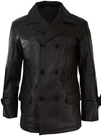 Men's Double-Breasted leather-look Peacoat