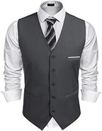 Men's Classic Slim Fit Formal Waistcoat – Tailored V-Neck Buttoned Suit