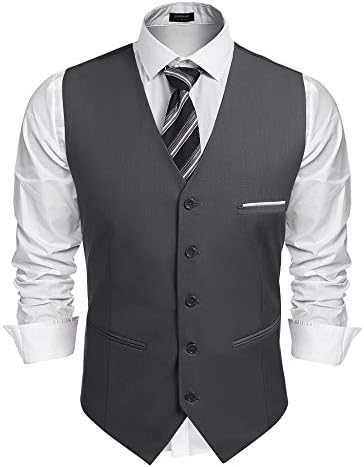 Men's Classic Slim Fit Formal Waistcoat – Tailored V-Neck Buttoned Suit