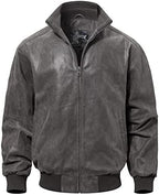 Men's leather-look Bomber Jacket – Ribbed Stand-Collar Casual Layer