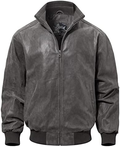 Men's leather-look Bomber Jacket – Ribbed Stand-Collar Casual Layer