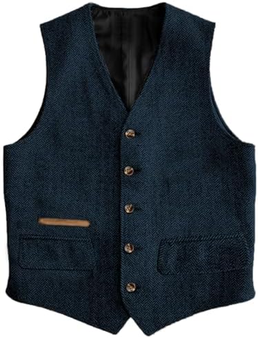 Men's Vintage Herringbone Tweed Waistcoat