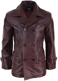 Men's Double-Breasted leather-look Peacoat
