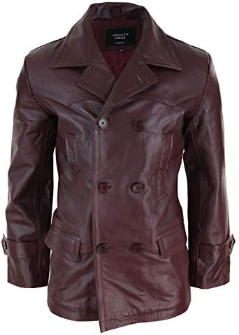 Men's Double-Breasted leather-look Peacoat