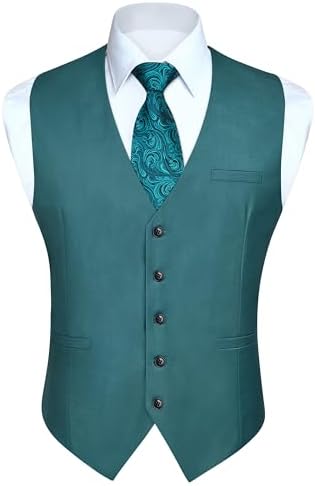 Men's Plain Formal Waistcoat with V-Neck and Welt Pockets