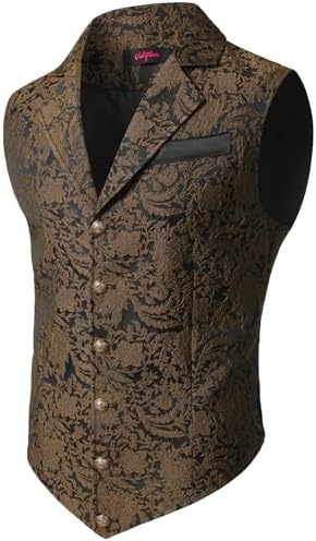 Men's Jacquard Formal Waistcoat – Ornate Single-Breasted Tailored Vest