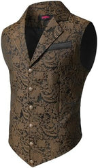 Men's Jacquard Formal Waistcoat – Ornate Single-Breasted Tailored Vest