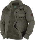 Men's Fleece-Lined Winter Jacket – Sherpa Collar Multi-Pocket Utility Layer