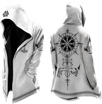 Men's Printed Longline Hooded Cardigan with Draped Open Front
