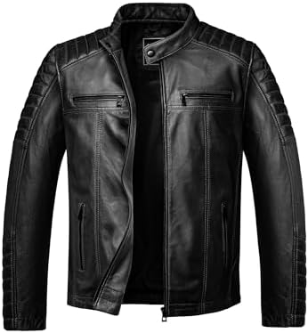 Men's Genuine Sheepskin leather-look Biker Jacket