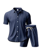 Men's Vertical Stripe Shirt and Shorts Set