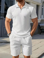 Men's Jacquard Polo and Shorts Set