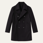 Men's Double-Breasted Wool-Blend Peacoat – Black