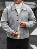 Men's Bomber Jacket with Collared Neckline