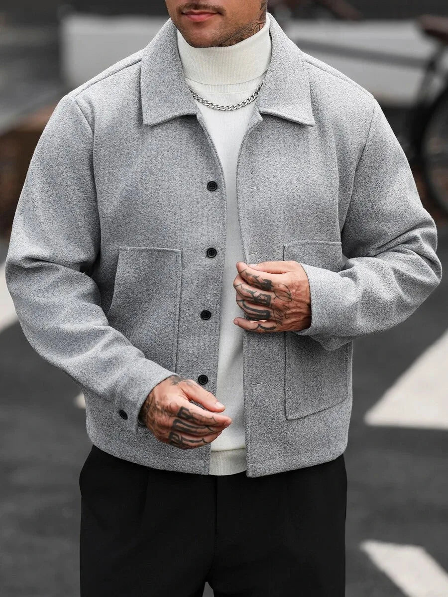 Men's Bomber Jacket with Collared Neckline
