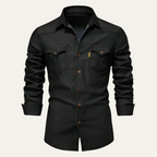 Men's Stretch Denim Shirt – Slim Fit, Chest Flap Pockets