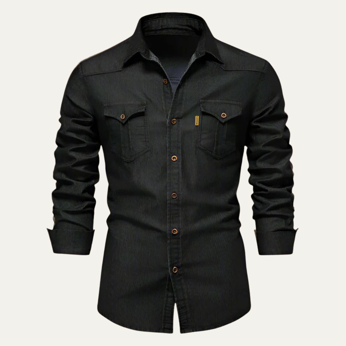Men's Stretch Denim Shirt – Slim Fit, Chest Flap Pockets