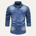 Men's Stretch Denim Shirt – Slim Fit, Chest Flap Pockets