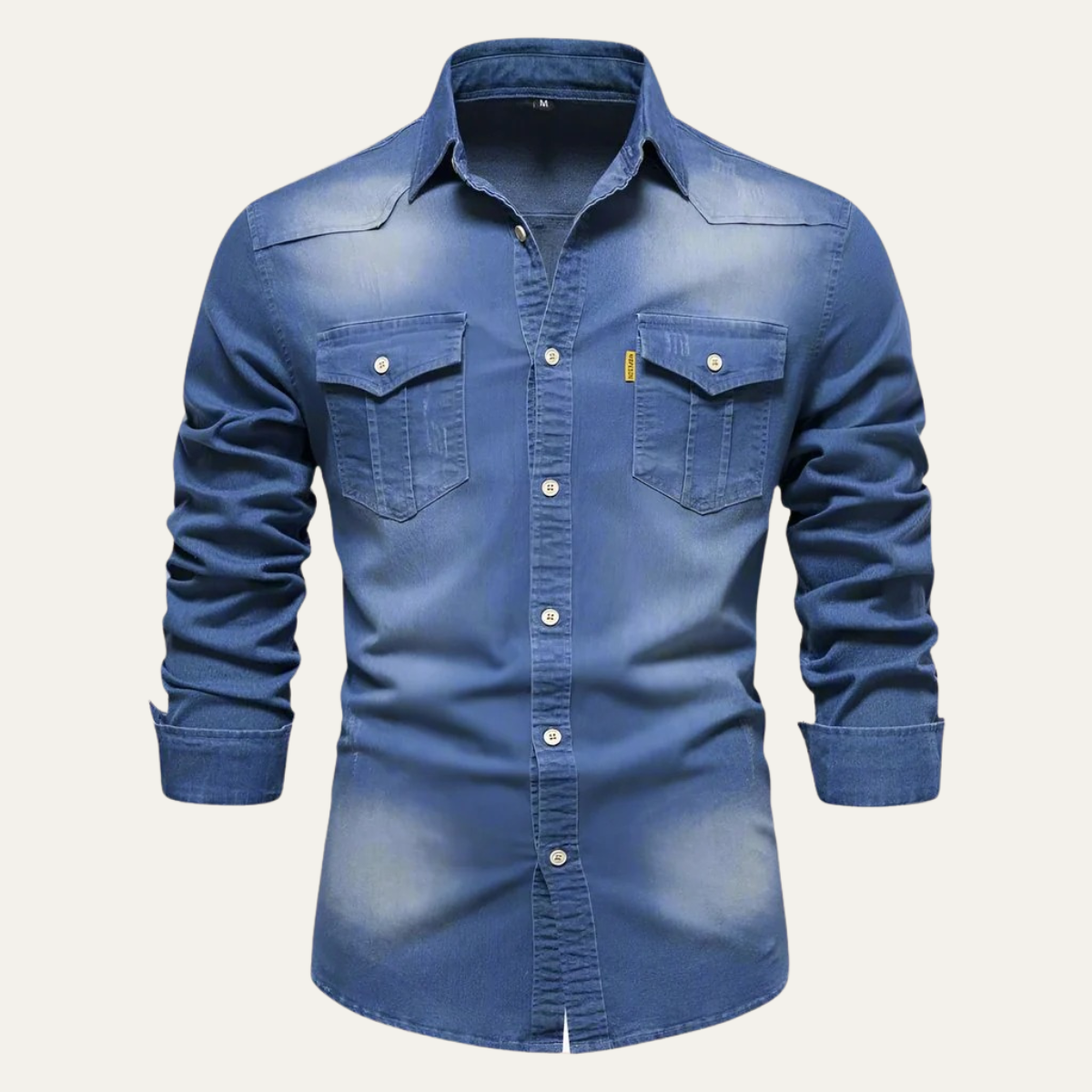 Men's Stretch Denim Shirt – Slim Fit, Chest Flap Pockets