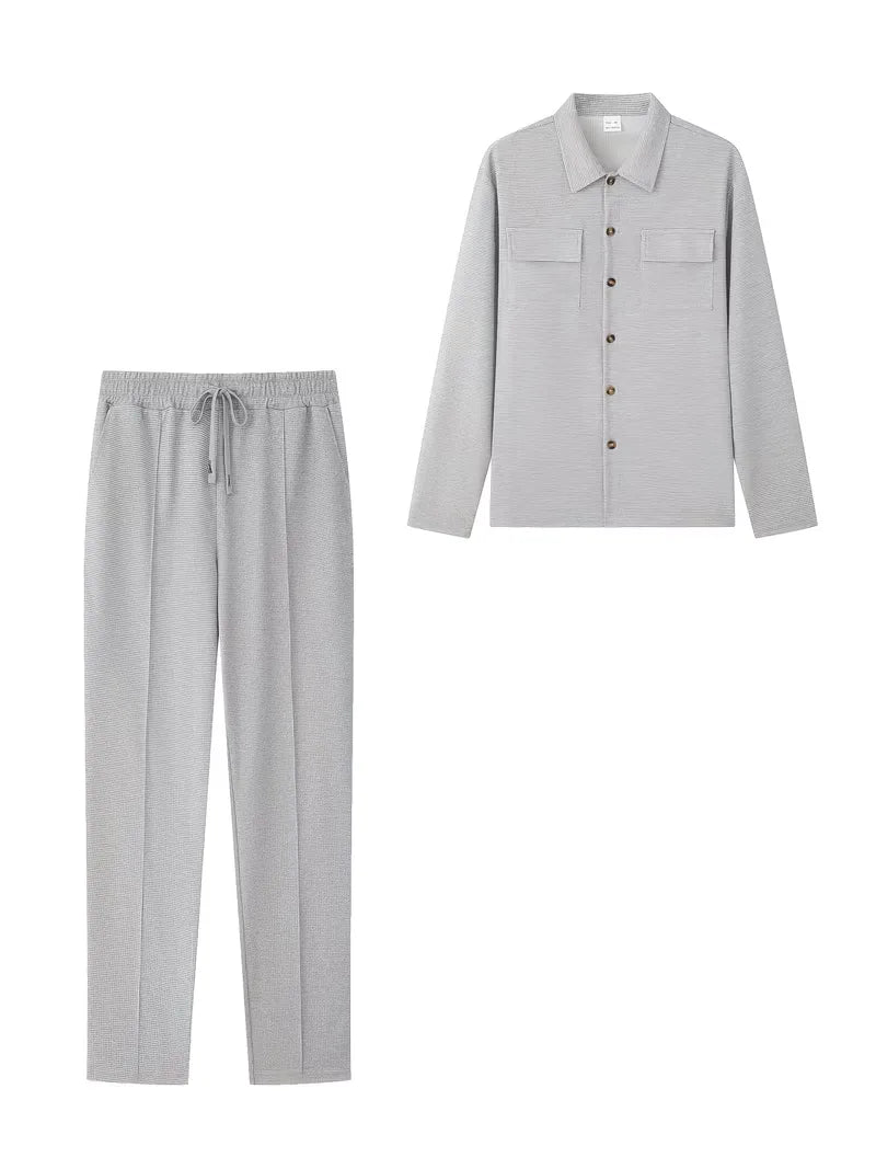 Men's Button-Up Bomber Jacket with Chest Pockets